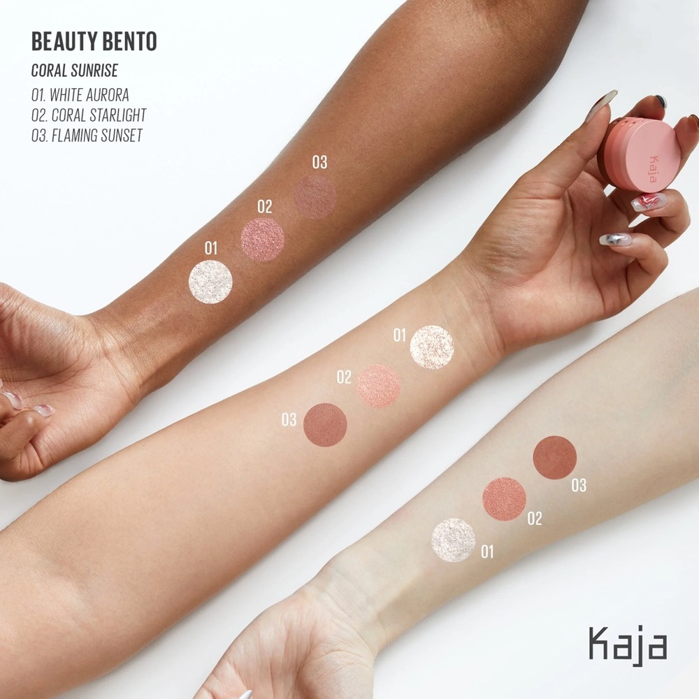 Kaja Beauty Bento Bouncy Mosaic Chrome Shimmer Eyeshadow Trio - Coral Sunrise - Picture 3 of 7